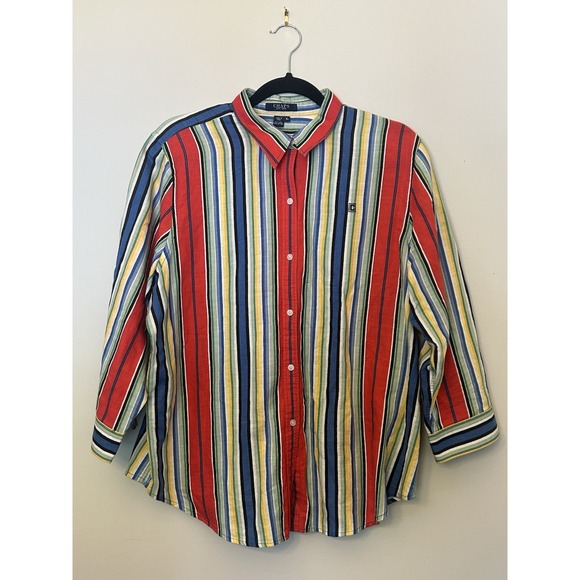 Chaps Womens Multicolor Striped Long Sleeve Shirt XL Linen & Cotton Blend - Picture 1 of 7